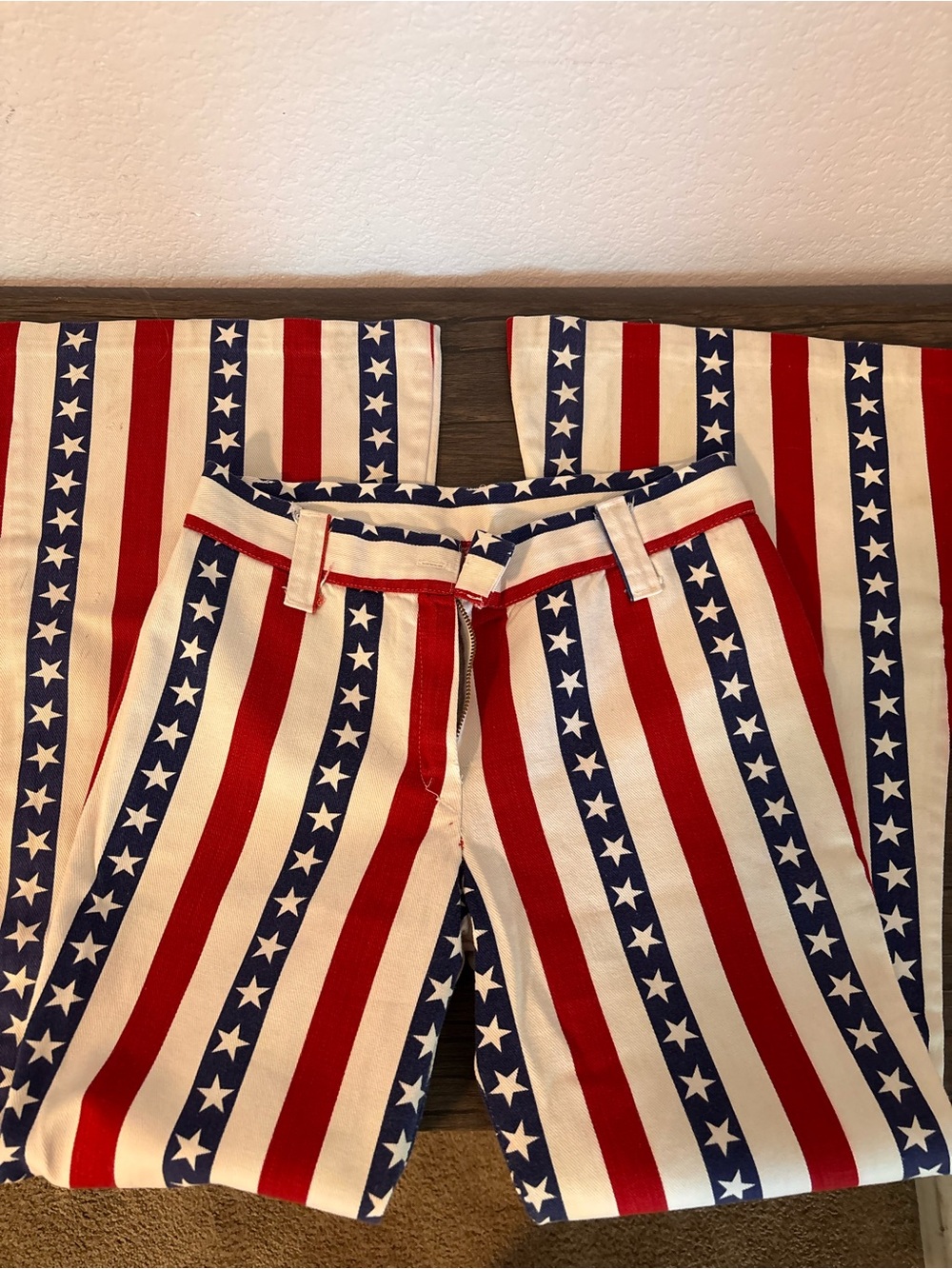 Women’s Red, White & Blue Stripe Star Print Pants